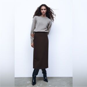 Zara Dark Brown Pencil Skirt